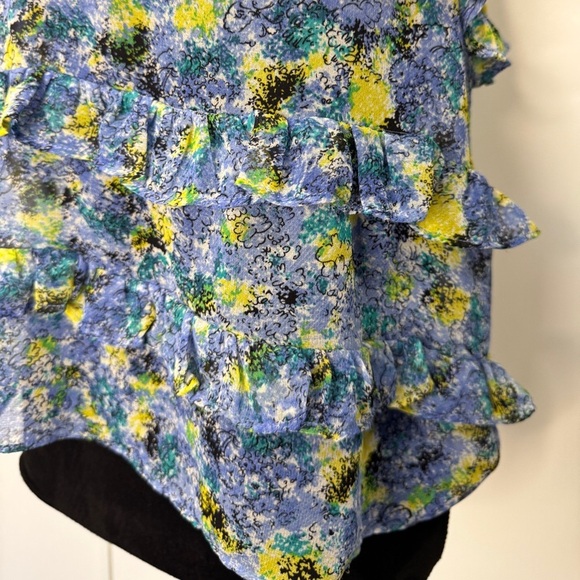 💎  BCBGeneration Sleeveless Ruffle Floral Top Blue - Picture 6 of 8